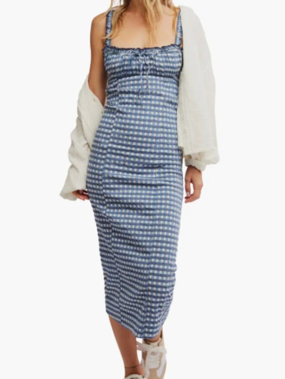 Free People Lucinda Gingham Check Stretch Cotton Dress